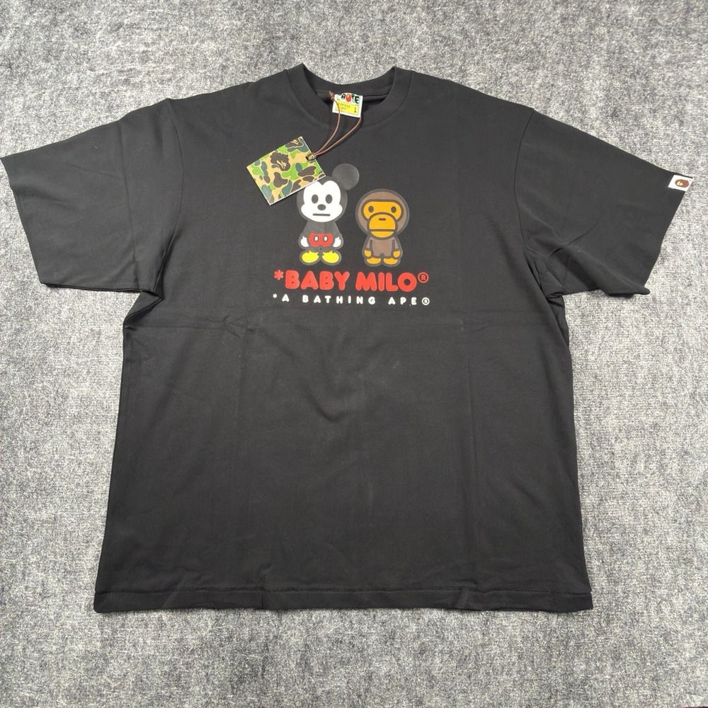 BAPE X DISNEY MICKEY & FRIENDS BABY MILO BLACK RELAXED FIT TEE MENS SIZE L NEW